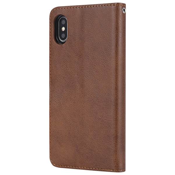 Magneettinen nahkainen lompakkokotelo iPhone XS Max - Ruskea