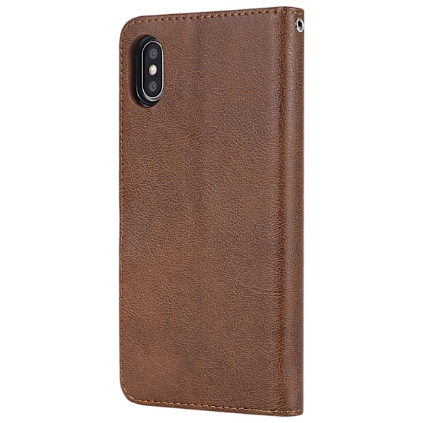 Magnet Leather Wallet iPhone XS Max Brun