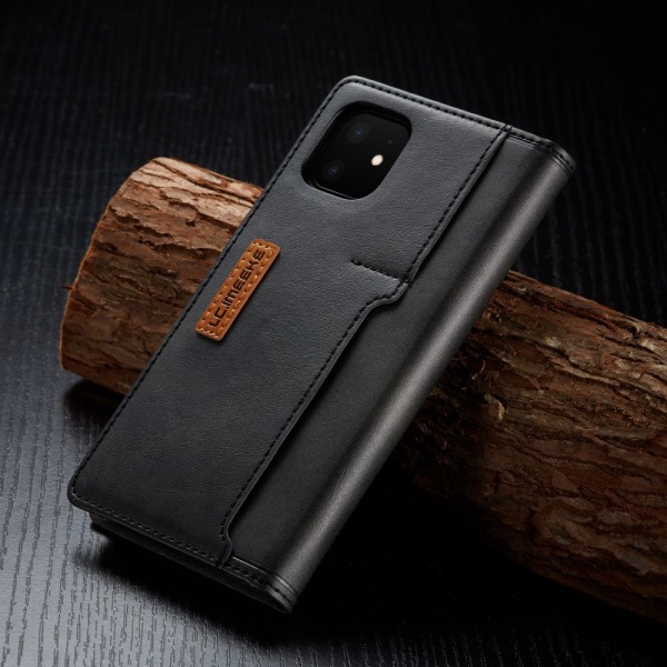LC.IMEEKE Retro Nahkakotelo iPhone 11 Musta