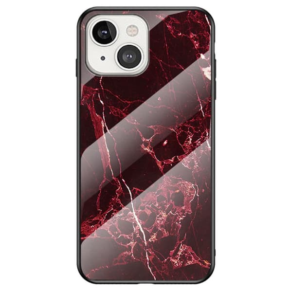 Hærdet glas iPhone 14 Plus Rød Marmor