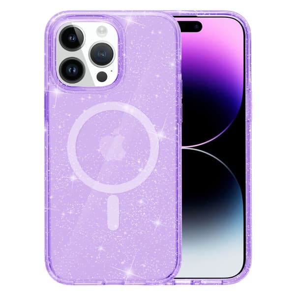 Glitter MagSafe Skal iPhone 15 Pro Transparent Lila