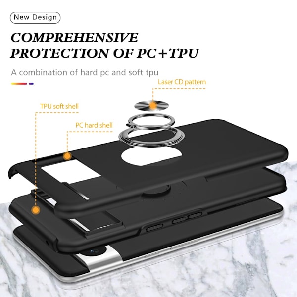 Etui med ringholder til Google Pixel 8 Sort