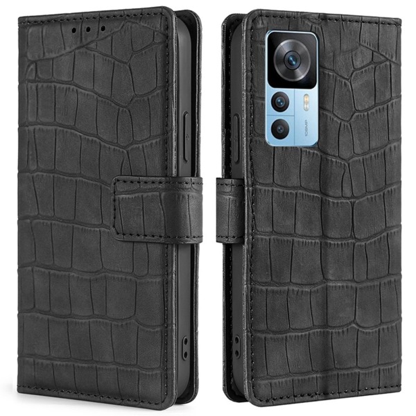 Xiaomi 12T Etui Krokodillemønster Sort