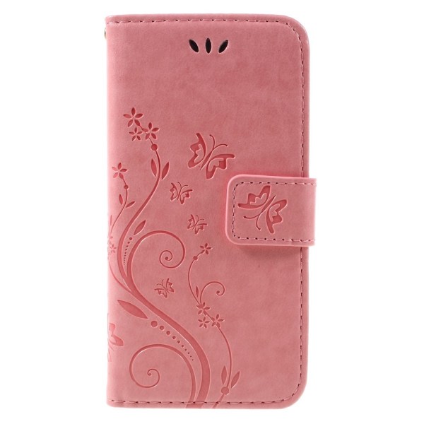 Nahkakotelo Butterflies iPhone 7/8/SE Pink