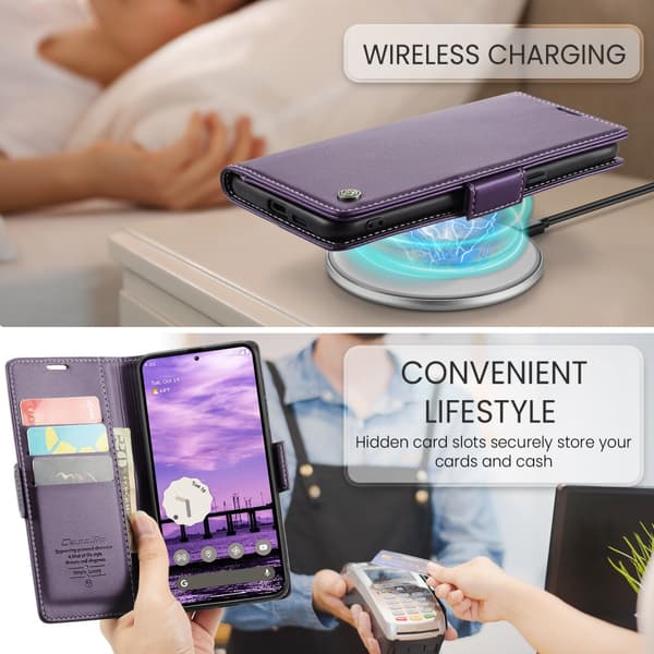 CaseMe Slim Plånboksfodral RFID-skydd Google Pixel 9a Lila