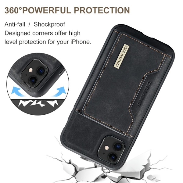 DG.MING 2 i 1 Magnetisk Kortlomme Etui iPhone 11 Sort