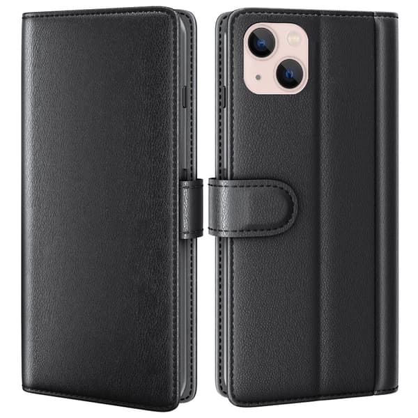 Äkta Läderfodral iPhone 14 Plus Svart