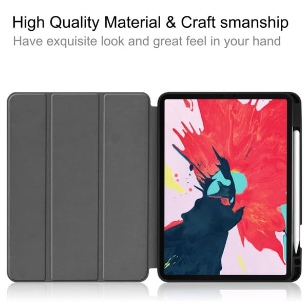 iPad Pro 11 4. generation (2022) Etui Tri-Fold med Pencil-holder Sort