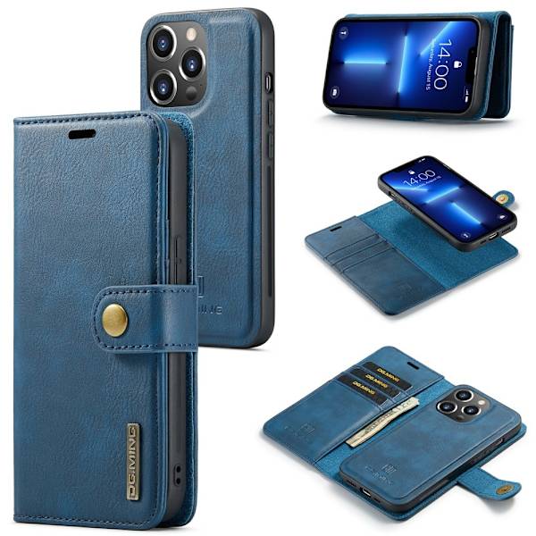 DG.MING 2-in-1 Magnet Wallet iPhone 15 Pro Max Blue