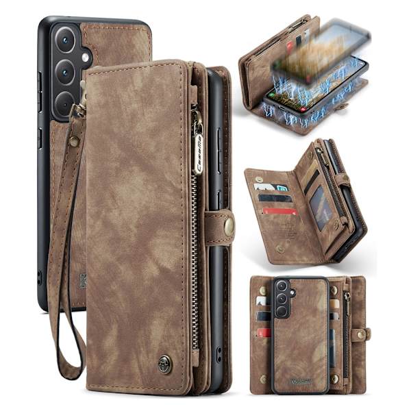 CaseMe Multi-Slot 2 i 1 Plånboksfodral Samsung Galaxy A35 Ruskea