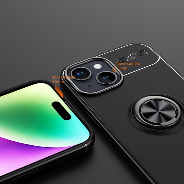 Kuori kääntyvällä rengaspidikkeellä iPhone 15 Musta
