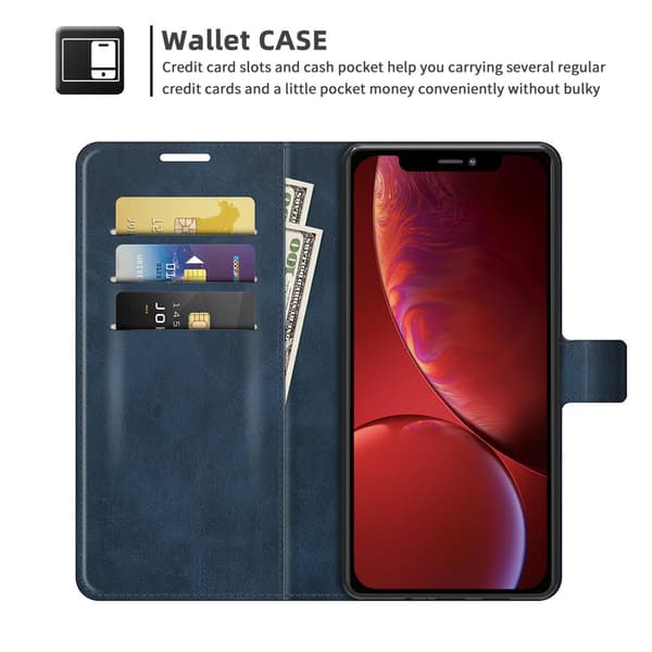iPhone 13 nahkainen lompakkokotelo sininen