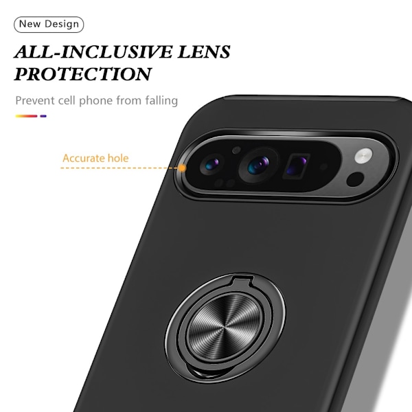 Google Pixel 9 Skal Med Magnetisk Ringholder Sort
