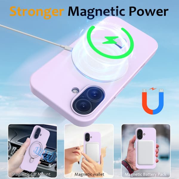 Silikoni Kickstand MagSafe iPhone 16 Lila