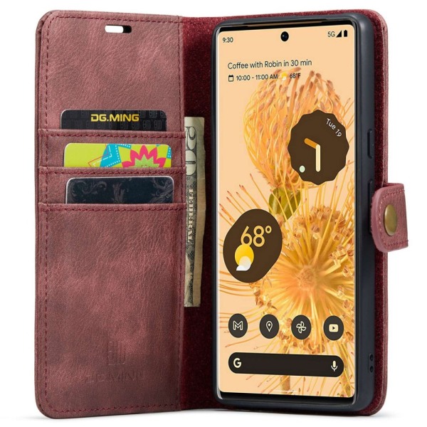 DG.MING 2-in-1 Magnet Wallet Google Pixel 7 Pro Red