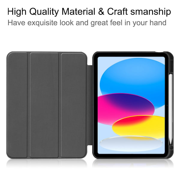 iPad 10.9 10. generation (2022) Etui Tri-Fold med Pencil-holder Sort