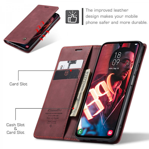 CaseMe Slim Lompakkokotelo Samsung Galaxy A15 Punainen