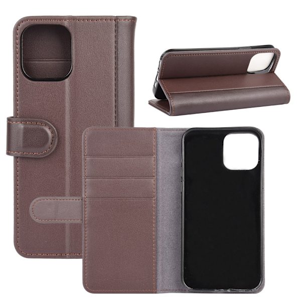 Ægte læder etui iPhone 12 Pro Max Brun