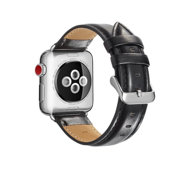 Premium læderrem til Apple Watch 45mm Series 9 sort