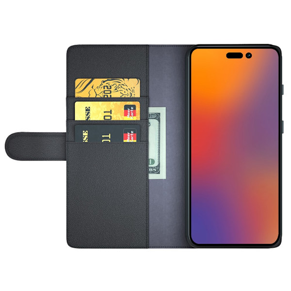 Ægte læder etui iPhone 14 Pro Sort
