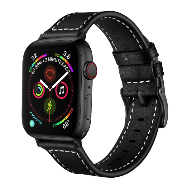 Klassinen nahkaranneke Apple Watch 42/44/45/49 mm musta