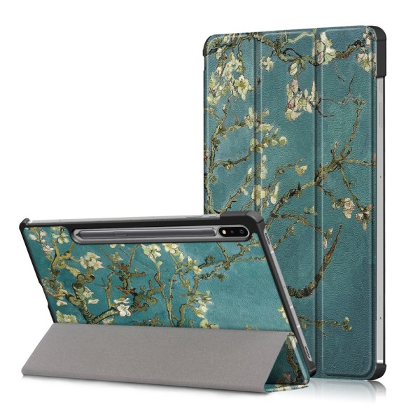 Samsung Galaxy Tab S7 Plus/S8 Plus -kotelo, kolminkertainen, kirsikankukka