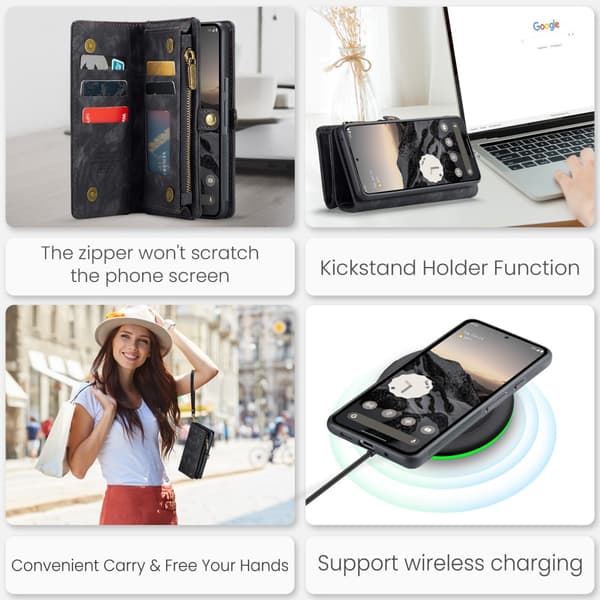 CaseMe Multi-Slot 2 i 1 Pungetui Google Pixel 9 Pro Sort