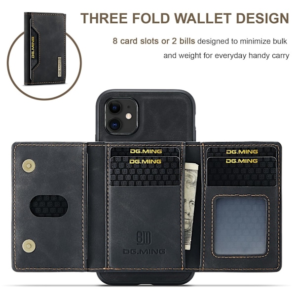 DG.MING 2 i 1 Magnetisk Kortlomme Etui iPhone 11 Sort