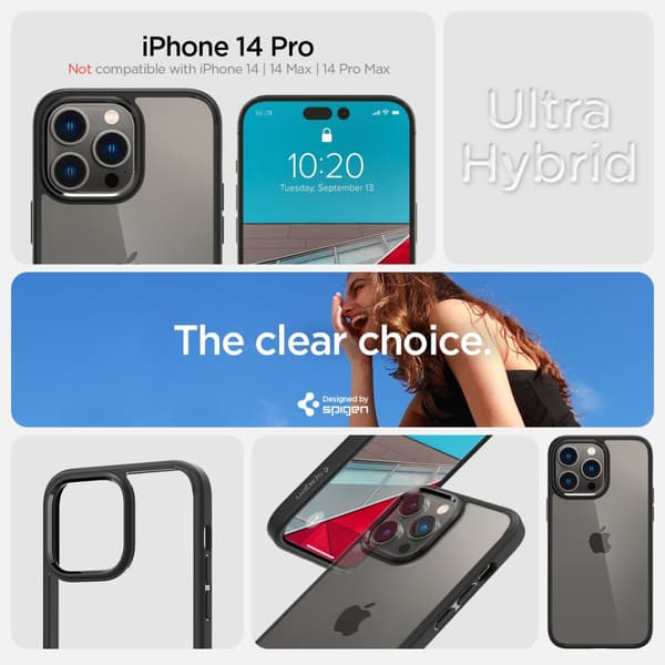 Spigen iPhone 14 Pro Case Ultra Hybrid Crystal Matte Black