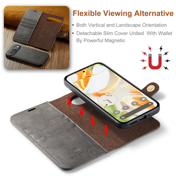 DG.MING 2-in-1 Magnet Wallet Google Pixel 9 Brown