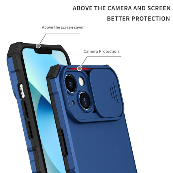 Kickstand Skal iPhone 14 Kameraskydd Blå