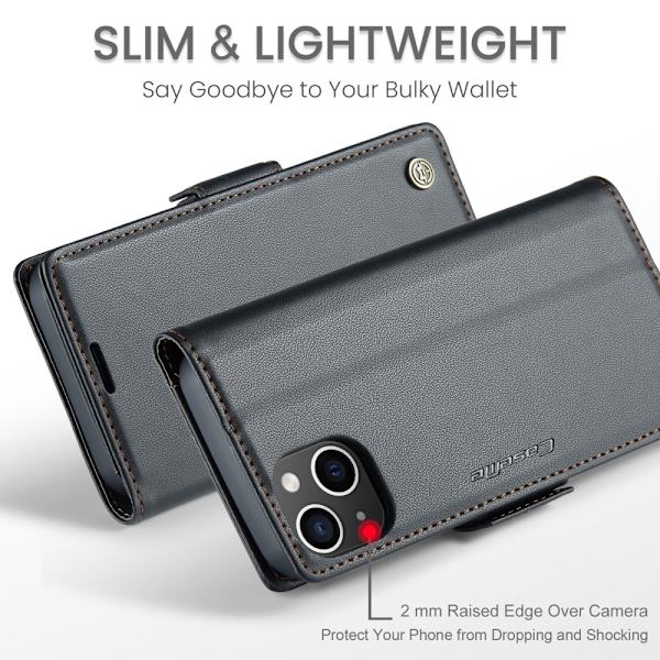 CaseMe Slim Plånboksfodral RFID-skydd iPhone 15 Svart