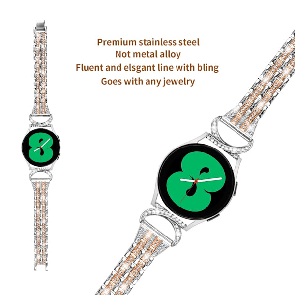 Dual Rhinestone Armband Samsung Galaxy Watch 7 44mm Silver/Roség