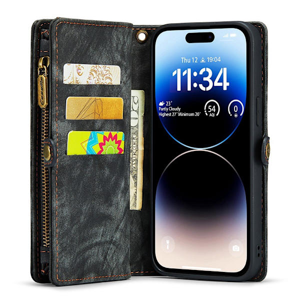 CaseMe Multi-Slot 2-in-1 Lompakkokotelo 12/12 Pro Musta