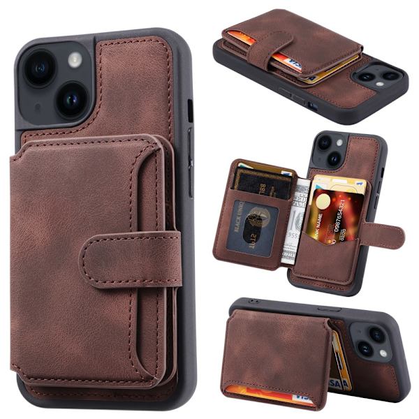 Moni korttipaikka RFID-suojalla iPhone 13 Ruskea