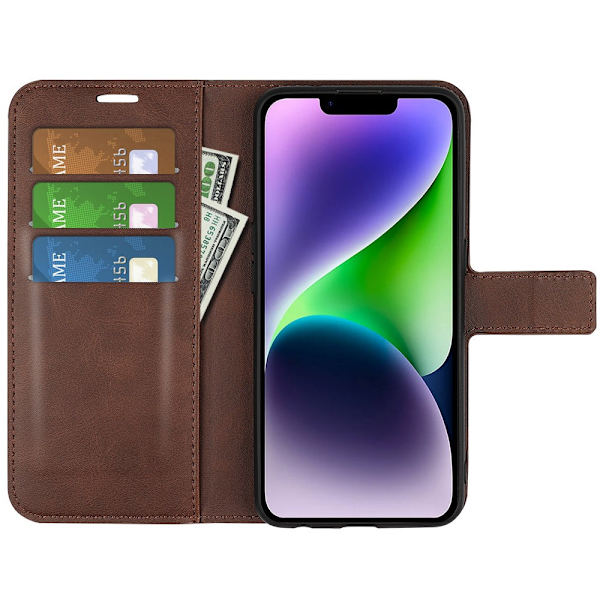 iPhone 15 Lompakkokotelo Nahka Ruskea
