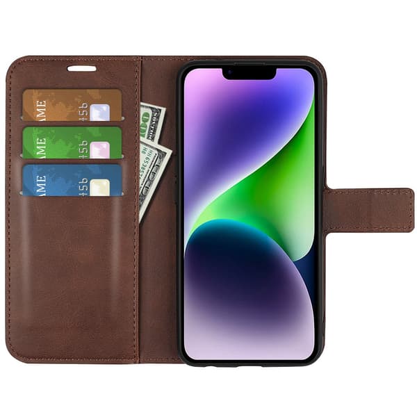 iPhone 15 Wallet Läder Brun