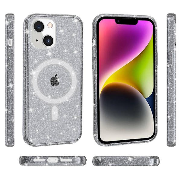 Glitter MagSafe Cover iPhone 14 Transparent Sort
