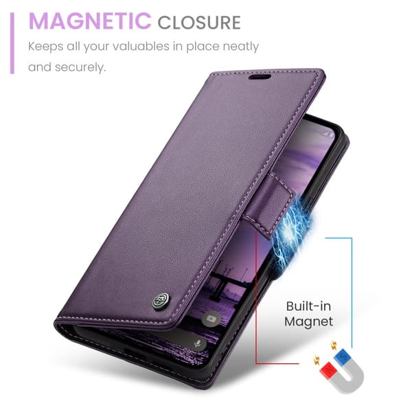 CaseMe Slim Plånboksfodral RFID-skydd Google Pixel 9a Lila