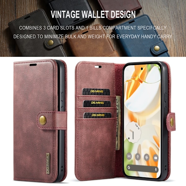 DG.MING 2-in-1 Magnet Wallet Google Pixel 9 Pro Red