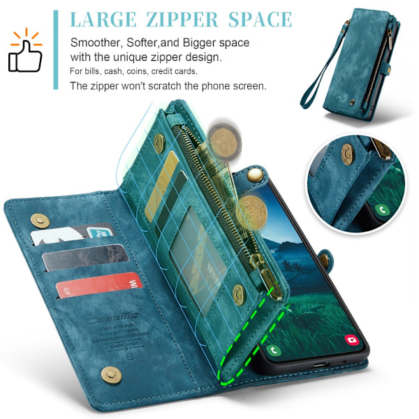 CaseMe Multi-Slot 2 i 1 Pengepungetui Galaxy S25 Blå