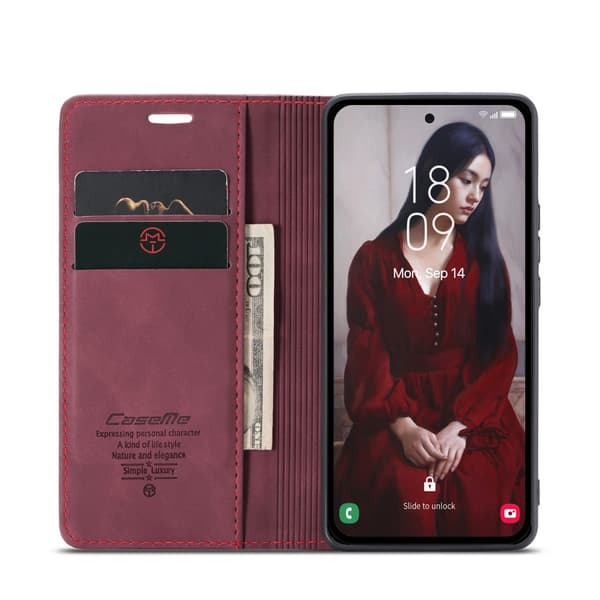 CaseMe Slim Plånboksfodral Samsung Galaxy A56 Röd