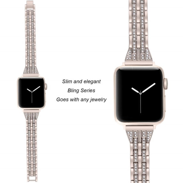 Slim Bling Armband Apple Watch 45mm Series 9 Champagne Guld