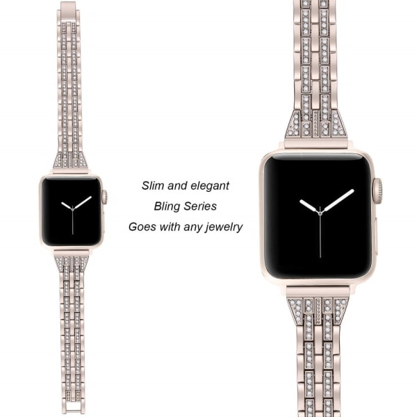 Slim Bling Bracelet Apple Watch 45mm Series 9 Champagne Guld