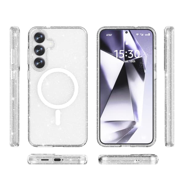Glitter MagSafe Skal Samsung Galaxy S25 Plus Transparent