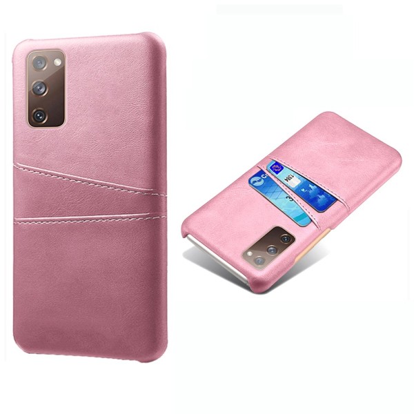 Nahkakotelo korttilokerolla Galaxy S20 FE Pink
