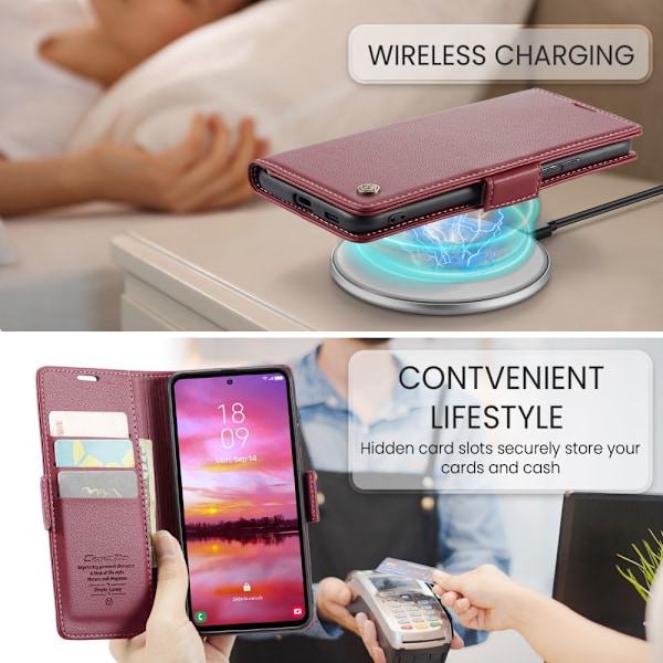CaseMe Slim Wallet Case RFID-beskyttelse Samsung Galaxy S25 Rød