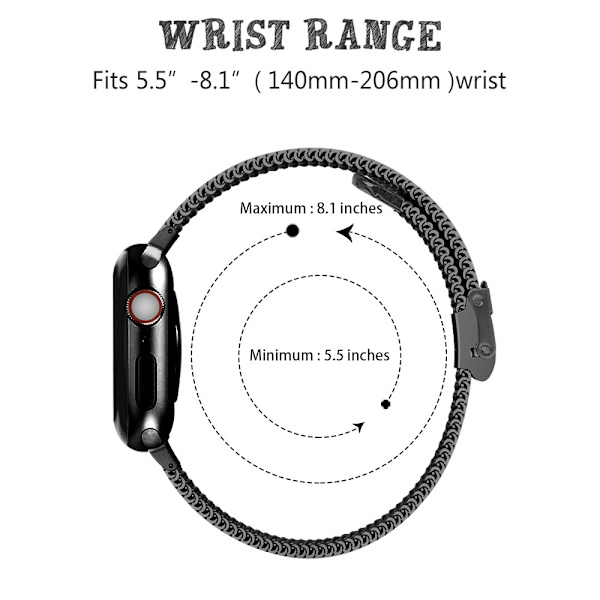 Milanese Mesh Apple Watch 42mm Sort