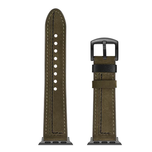 Läder Armband Apple Watch Ultra 3 49mm Grön