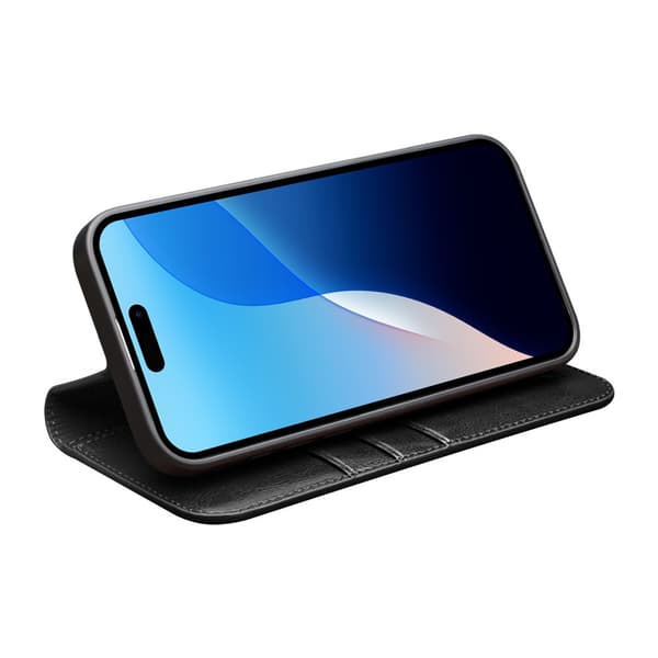 Qialino Plånboksfodral Läder iPhone 16 Pro Max Svart